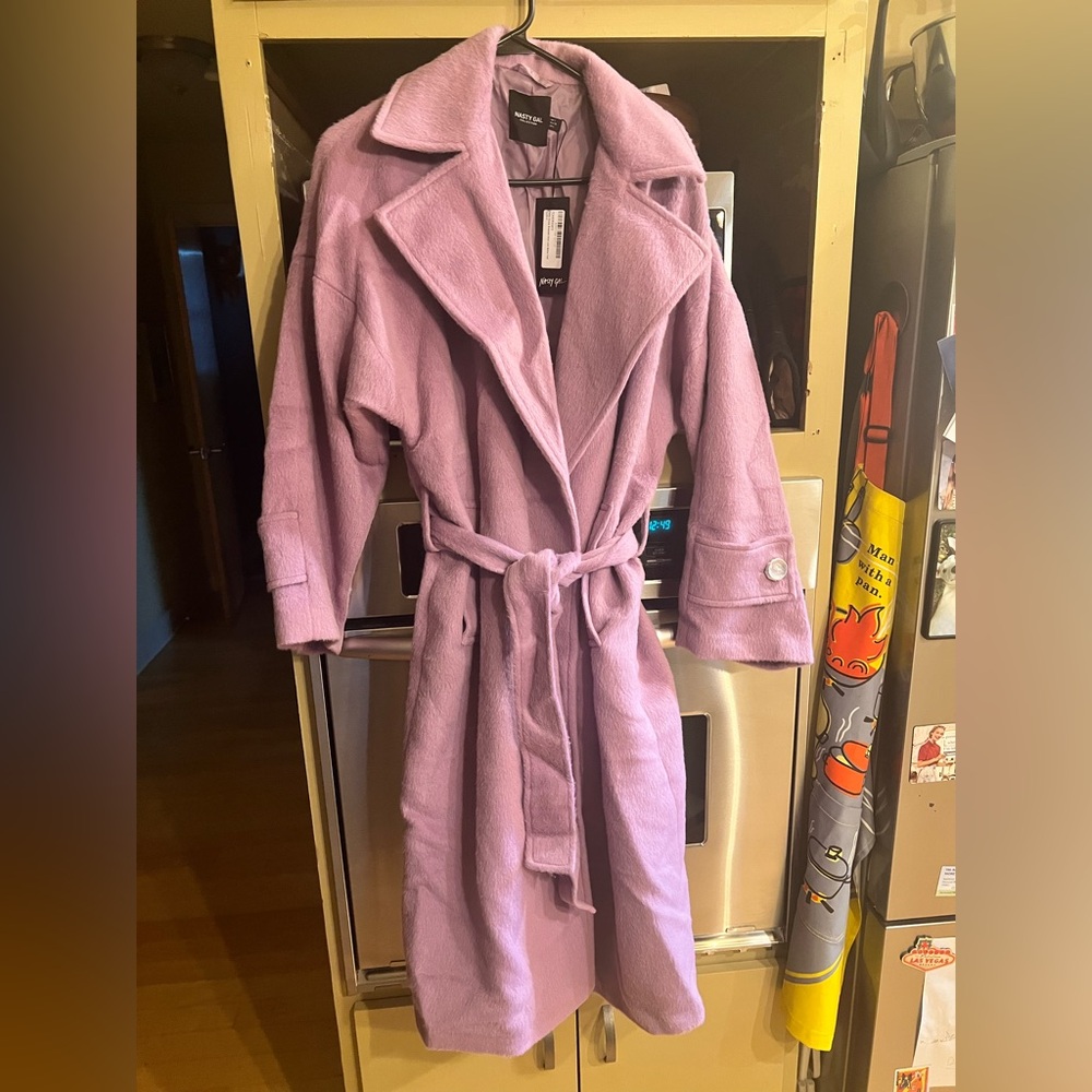 NWT Nasty Gal Lilac Belted Trench Coat Jacket Sz. 1